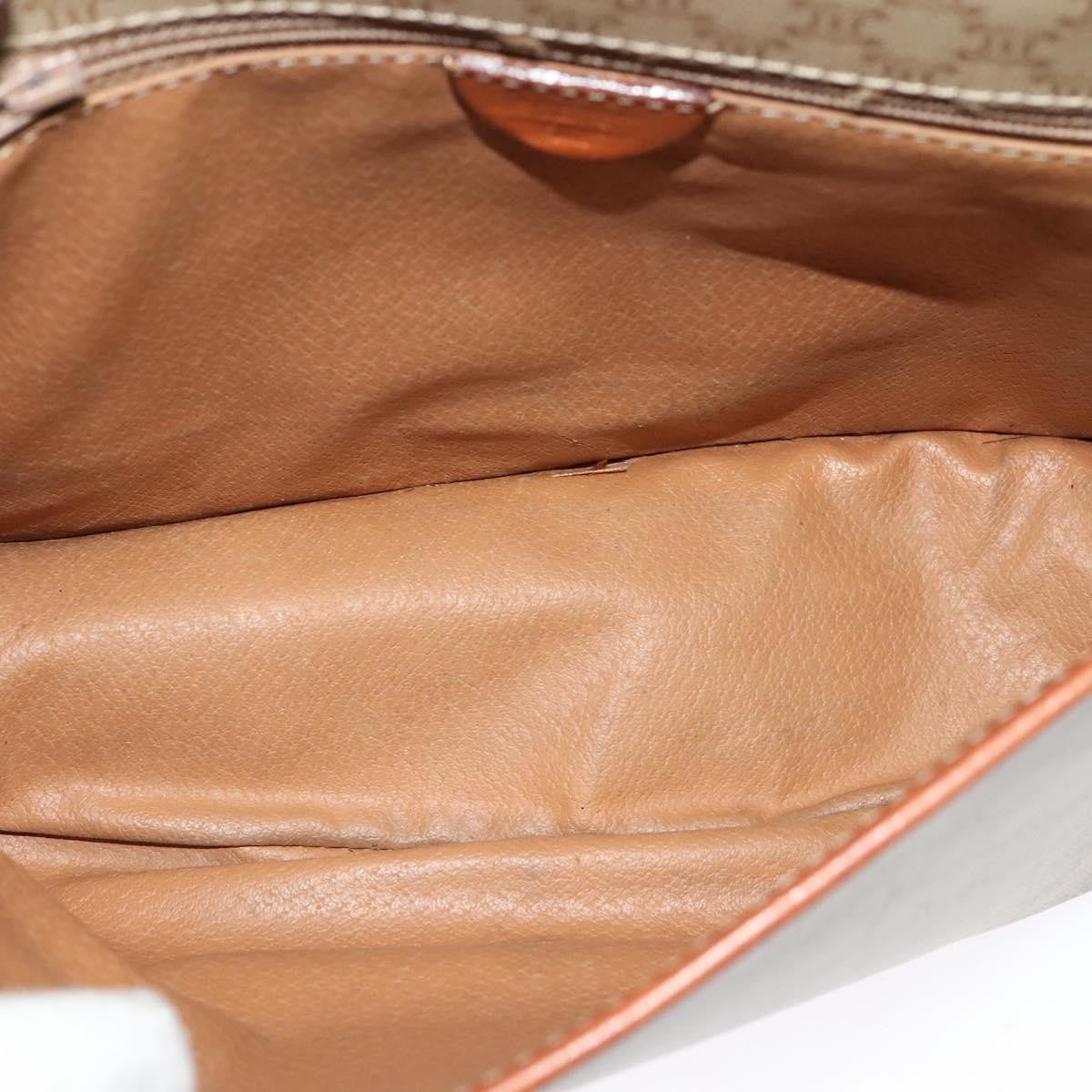 Celine Vintage Macadam Shoulder Bag Canvas And Leather Beige Canvas Shoulder Bag Bag