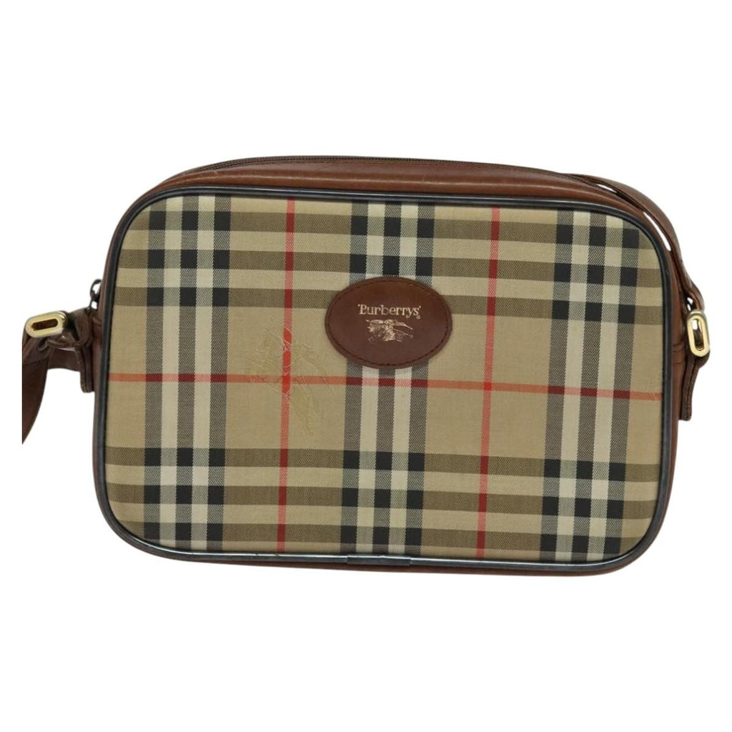 Burberry Camera Bag Vintage Check Canvas Beige Canvas Shoulder Bag