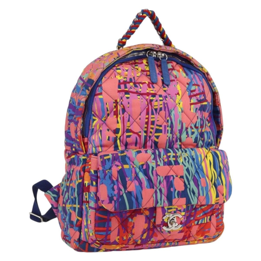 Chanel Cc Pocket Backpack Quilted Printed Foulard Multicolour Nylon Backpack Bag