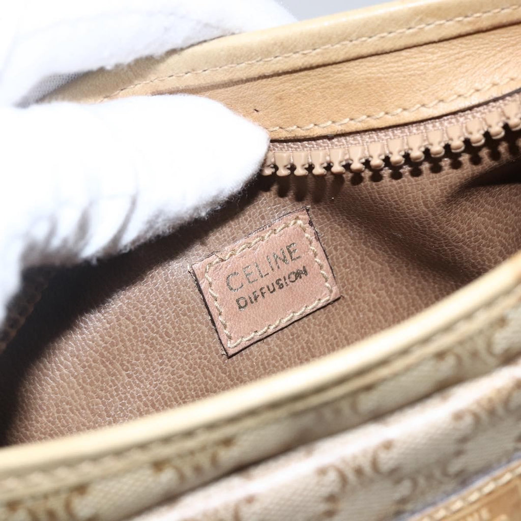 Celine Vintage Macadam Shoulder Bag Canvas Beige Canvas Shoulder Bag Bag