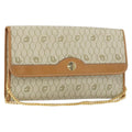 Christian Dior Vintage Honeycomb Chain Canvas Beige Canvas Shoulder Bag Bag (Pre-Owned)