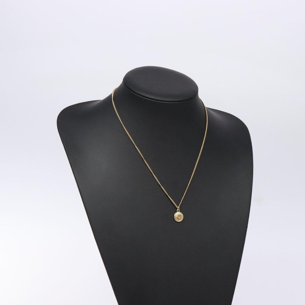 Christian Dior Vintage Logo Round Pendant Necklace Metal Gold Metal Jewelry (Pre-Owned)