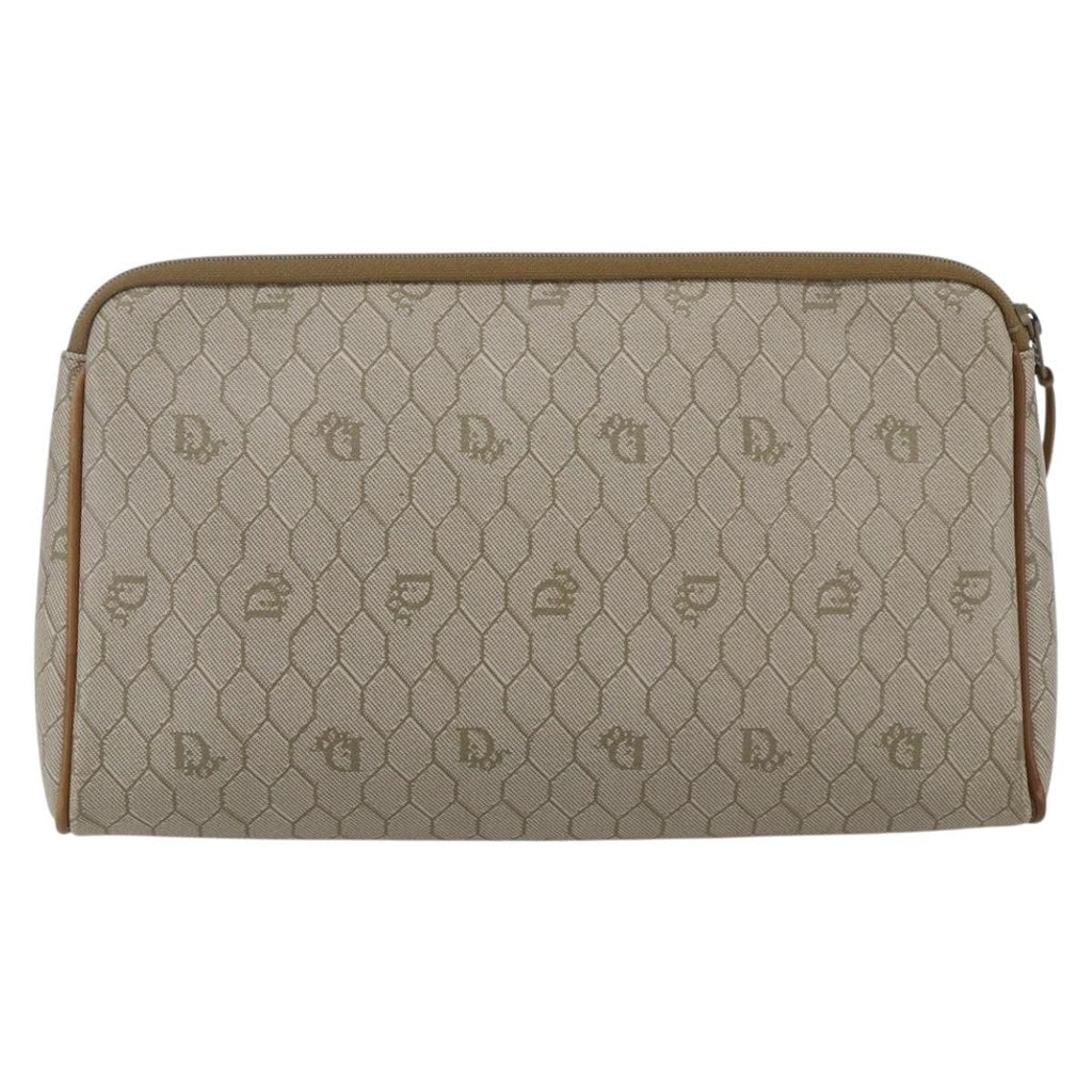 Christian Dior Vintage Honeycomb Clutch Canvas Beige Canvas Clutche & Pouche Bag (Pre-Owned)