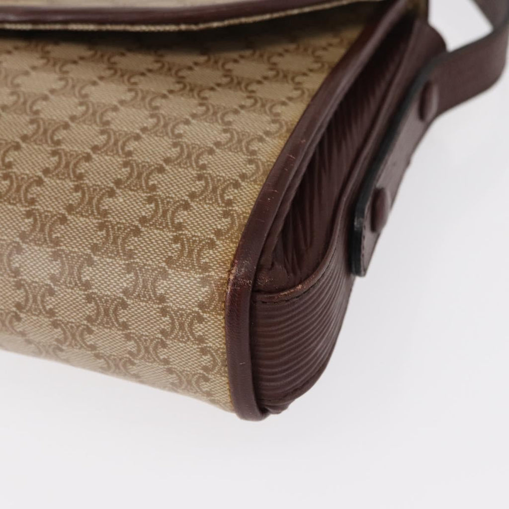Celine Vintage Macadam Shoulder Bag Canvas And Leather Beige Canvas Shoulder Bag Bag