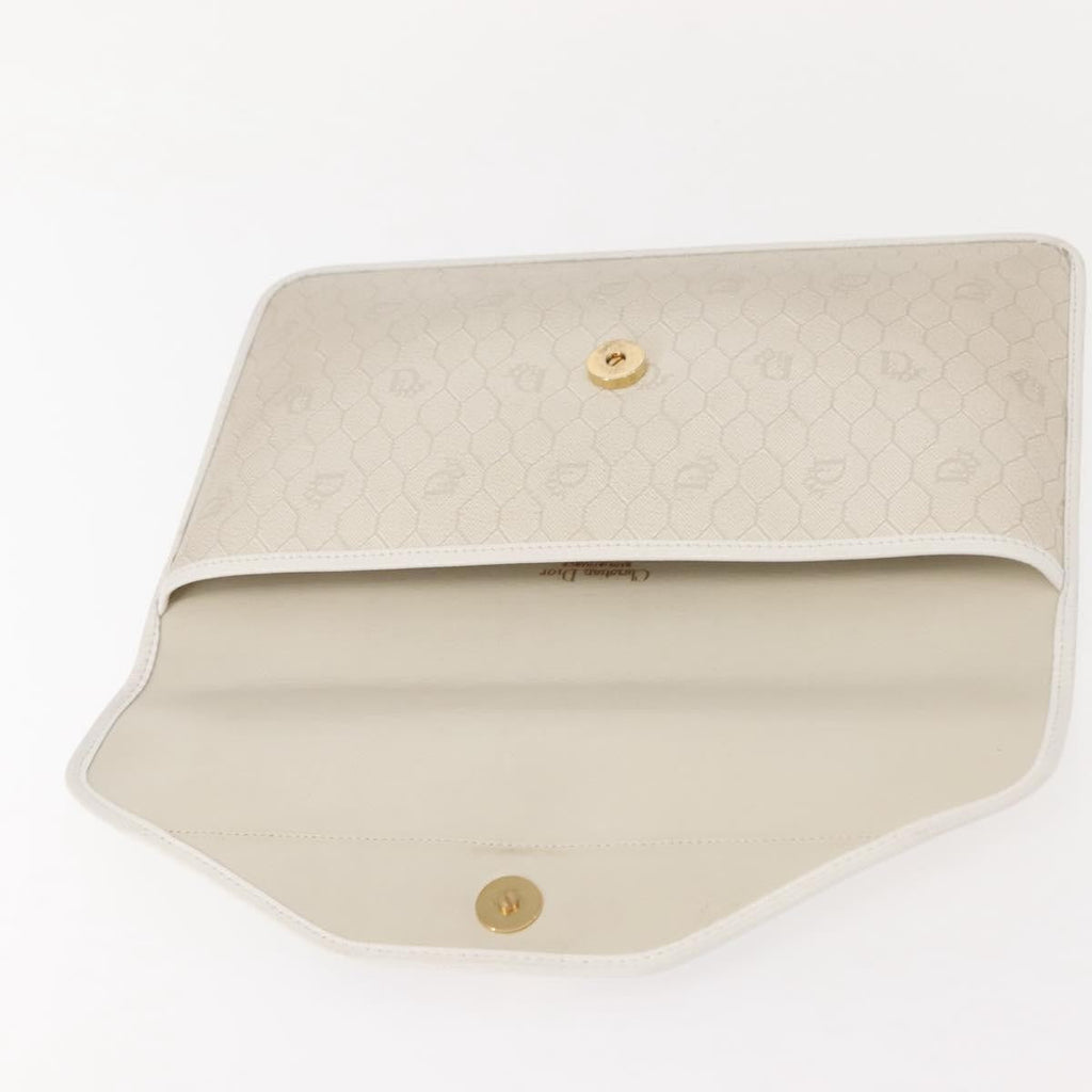 Christian Dior Vintage Honeycomb Clutch Canvas White Canvas Clutche & Pouche Bag (Pre-Owned)