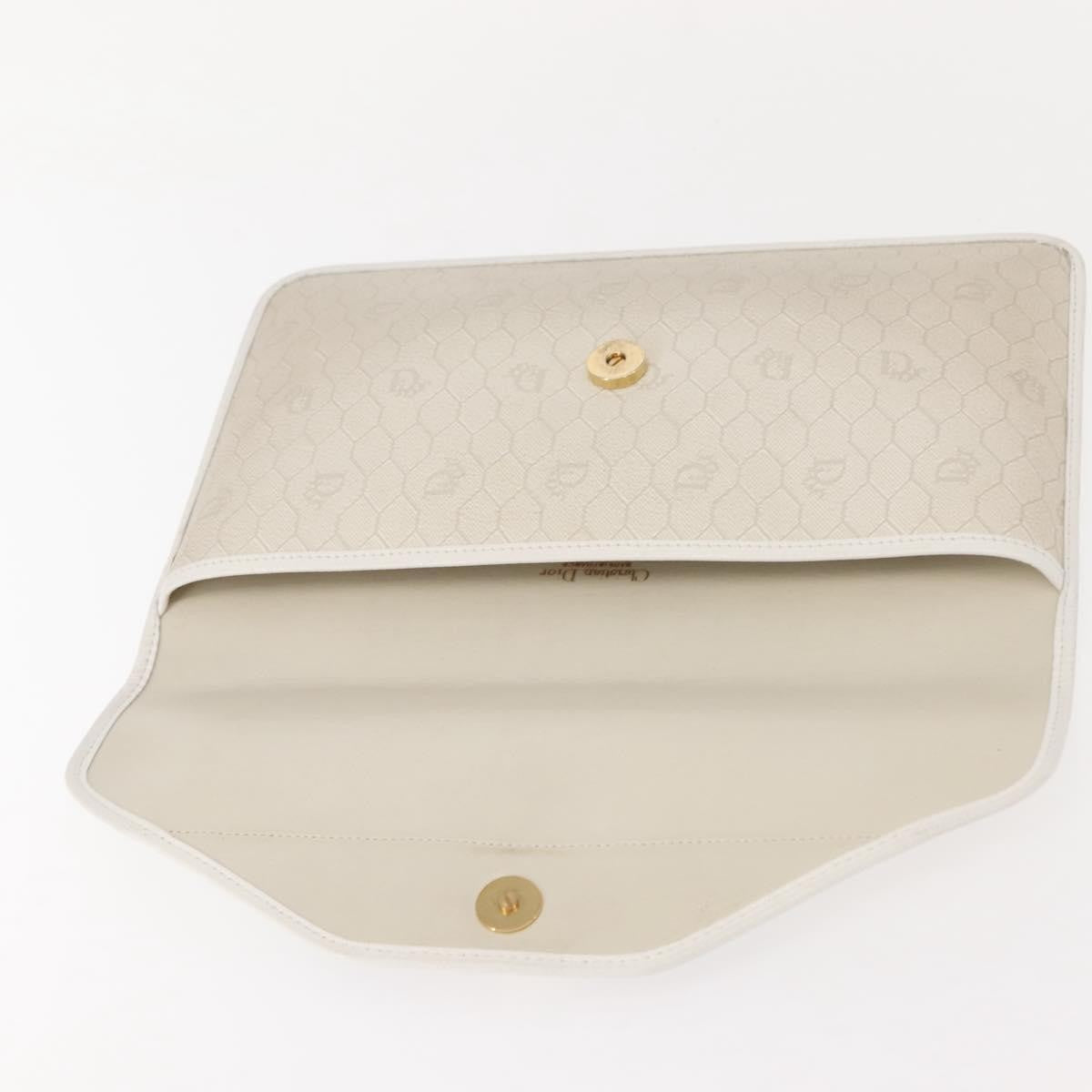 Christian Dior Vintage Honeycomb Clutch Canvas White Canvas Clutche & Pouche Bag (Pre-Owned)