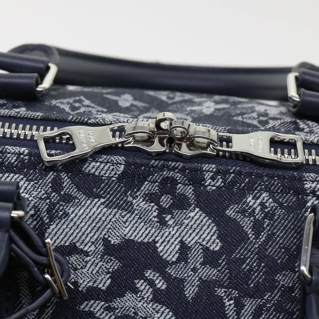Louis Vuitton Keepall Bandouliere Bag Monogram Tapestry Canvas Navy Canvas Bag