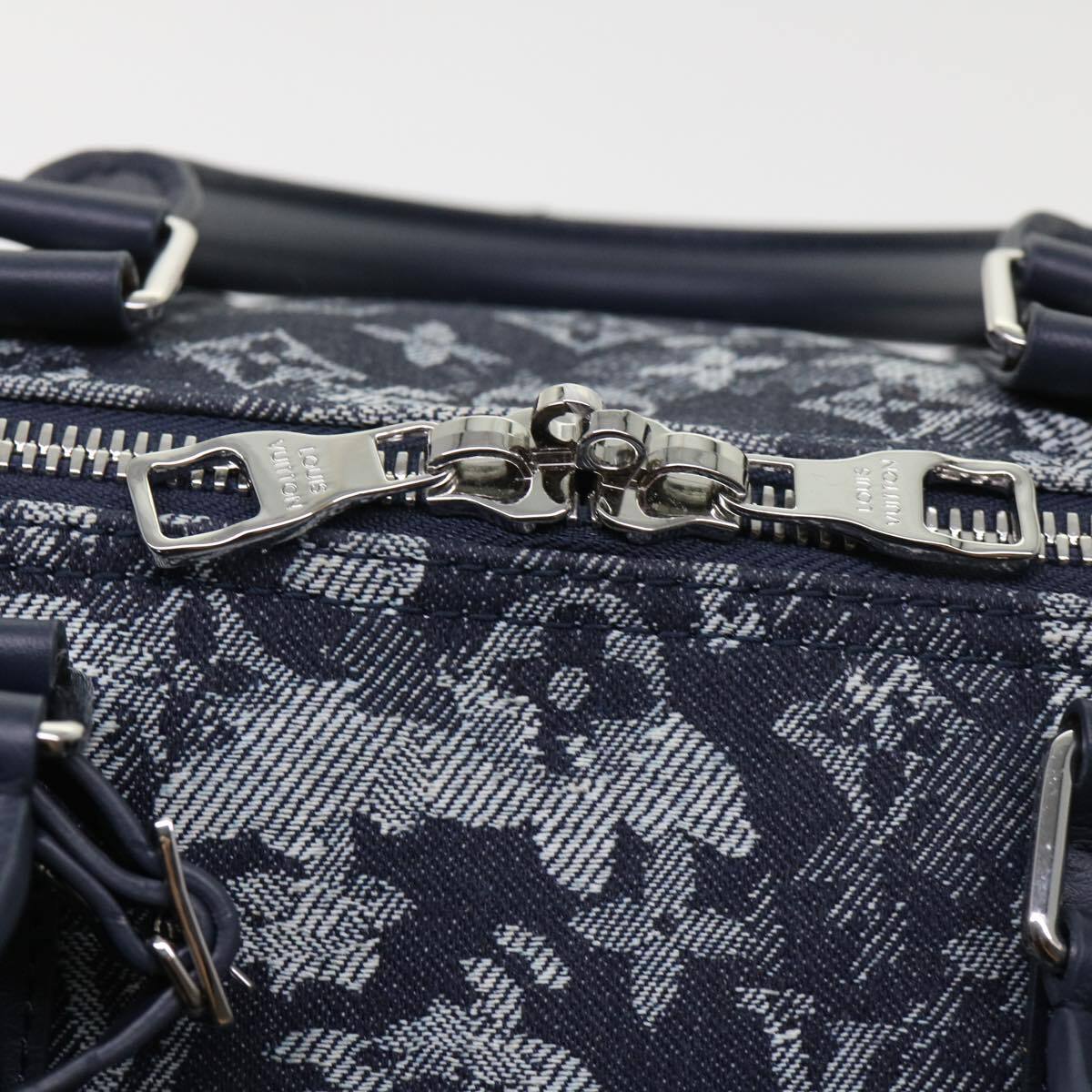 Louis Vuitton Keepall Bandouliere Bag Monogram Tapestry Canvas Navy Canvas Bag