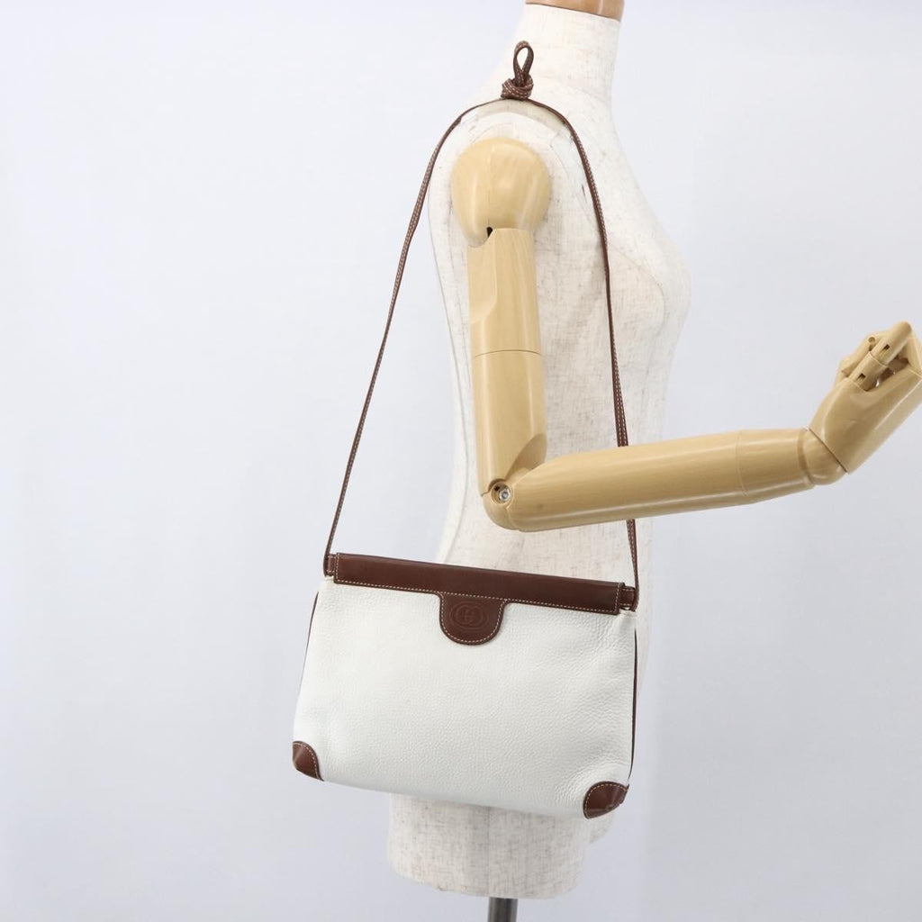 Gucci Vintage Shoulder Bag Leather White Leather Shoulder Bag Bag (Pre-Owned)