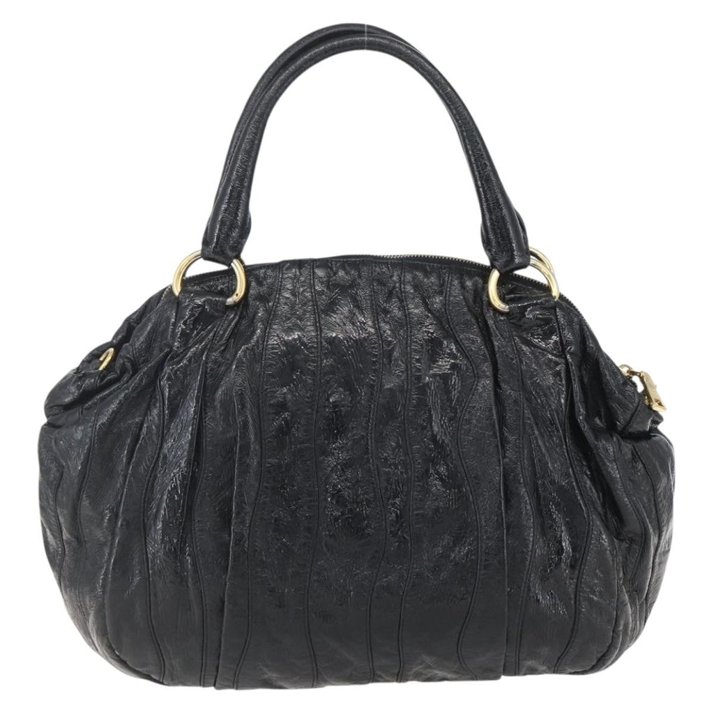 Prada Waves Hobo Leather And Tessuto Black Leather Handbag