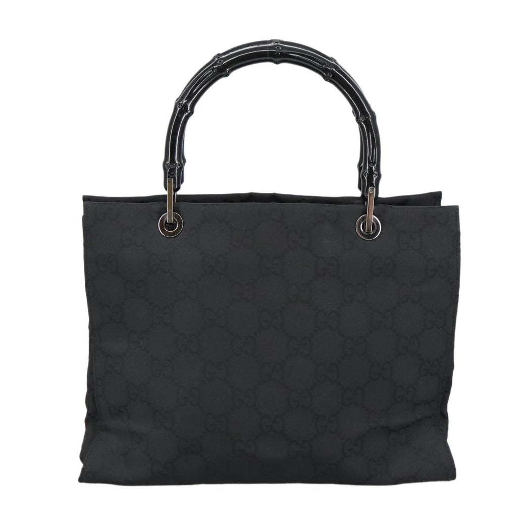 Gucci Vintage Bamboo Handle Tote Gg Nylon Black Nylon Tote Bag Bag (Pre-Owned)