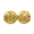 Chanel Vintage Cc Round Clip-On Earrings Metal Gold Gold_Plated Earrings Jewelry
