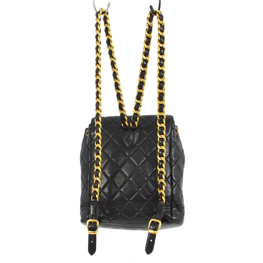Chanel Duma Drawstring Backpack Quilted Leather Black Leather Backpack Bag