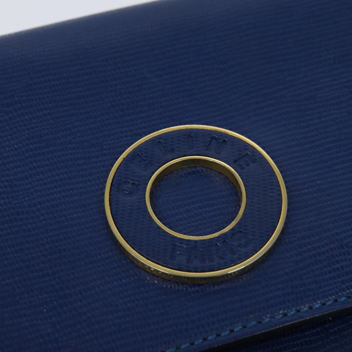 Celine Vintage Circle Logo Crossbody Bag Leather Blue Leather Shoulder Bag Bag