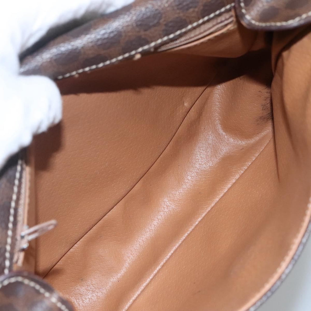 Celine Vintage Macadam Shoulder Bag Canvas Brown Canvas Shoulder Bag Bag