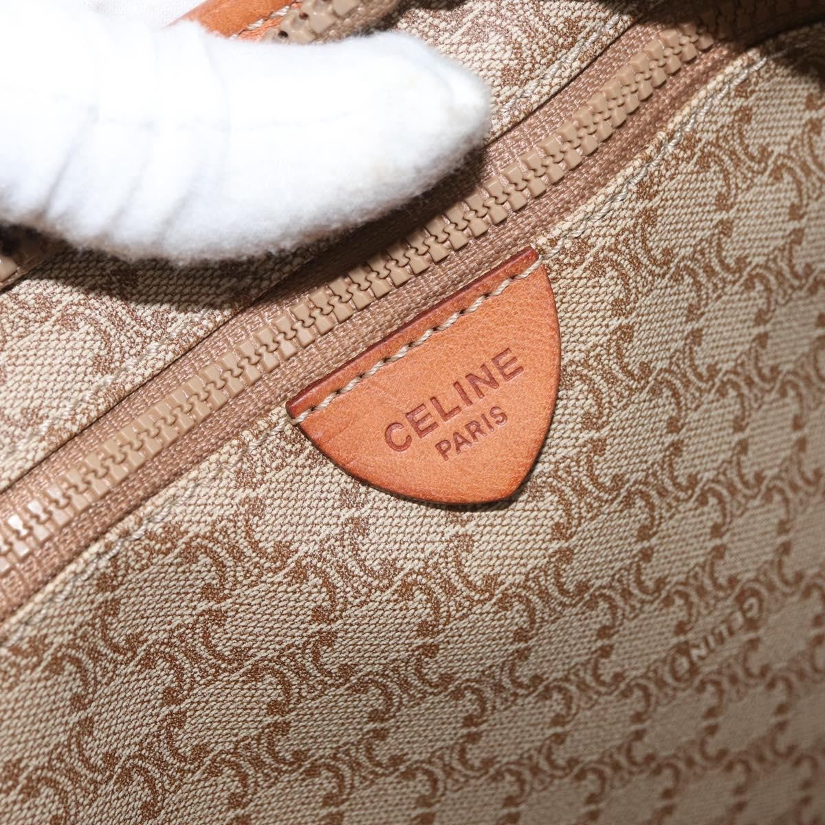 Celine Vintage Macadam Tote Bag Canvas And Leather Beige Canvas Tote Bag Bag