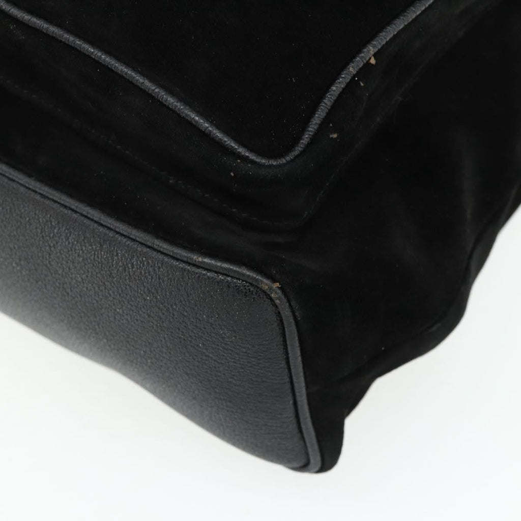 Gucci Vintage Bamboo Backpack Suede Black Suede Backpack Bag (Pre-Owned)