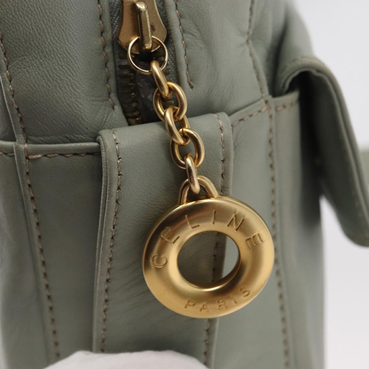 Celine Circle Logo Leather Green Leather Shoulder Bag Bag