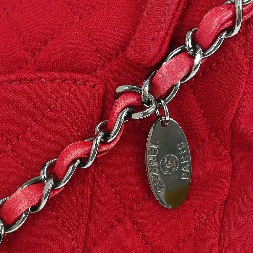 Chanel Vintage Chain Shoulder Bag Cotton Red Cotton Shoulder Bag Bag