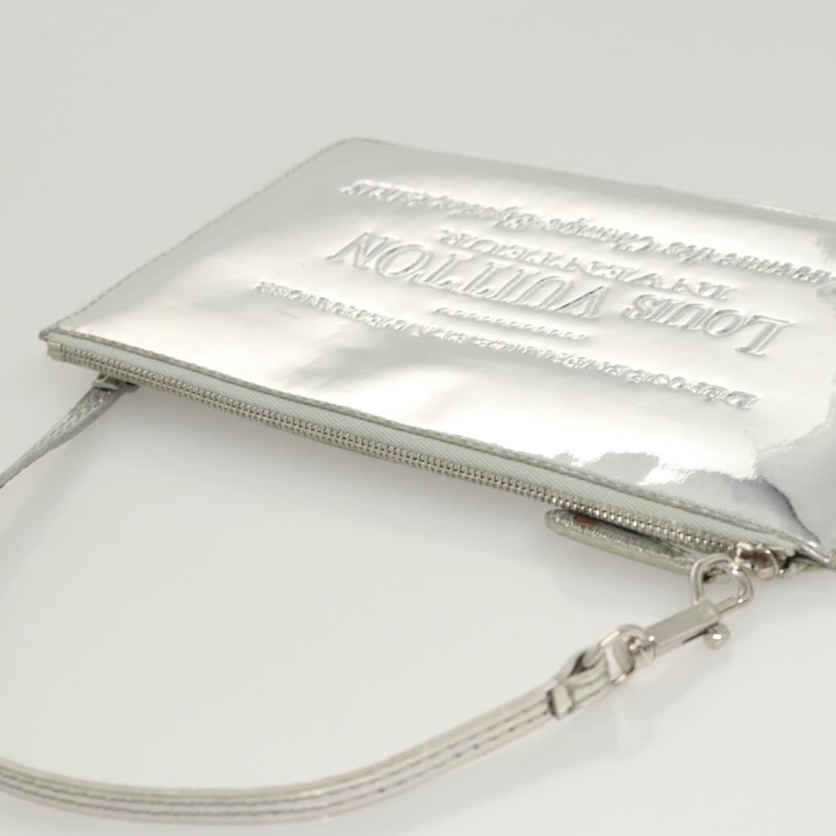 Louis Vuitton Pochette Plate Monogram Mirror Silver Patent_Leather Clutche & Pouche Bag