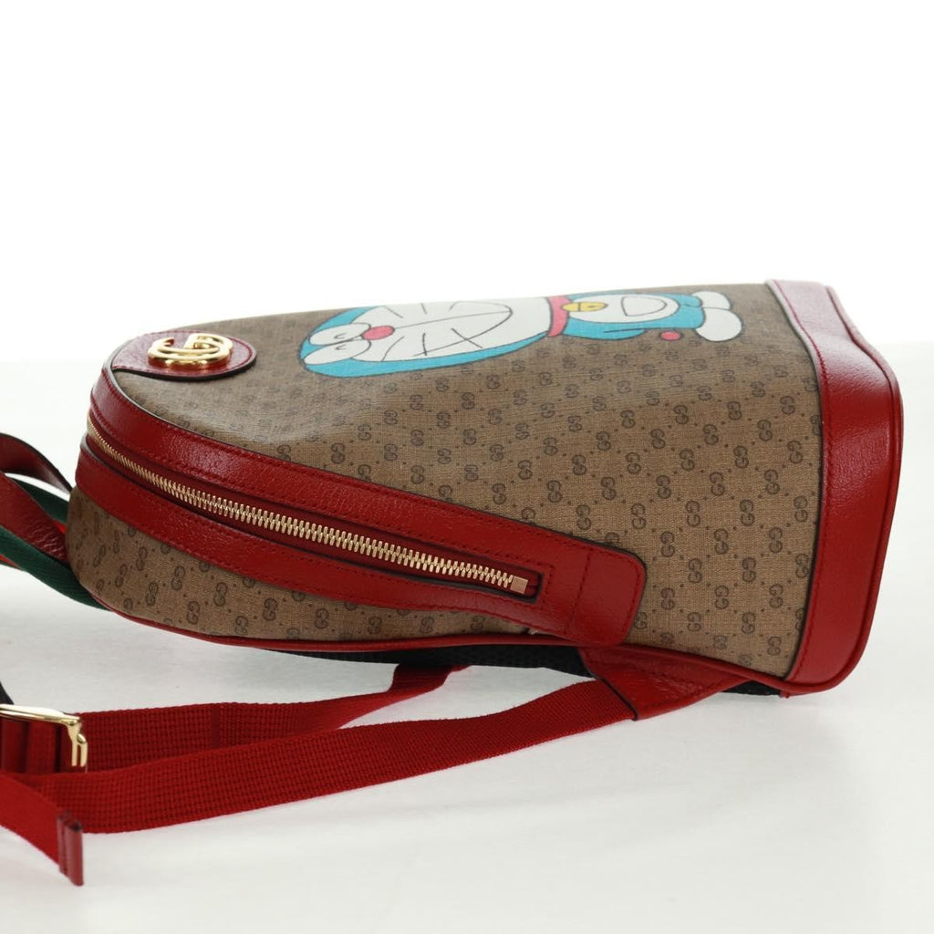 Gucci Doraemon Zip Backpack Printed Mini Gg Coated Canvas Beige Canvas Backpack Bag (Pre-Owned)