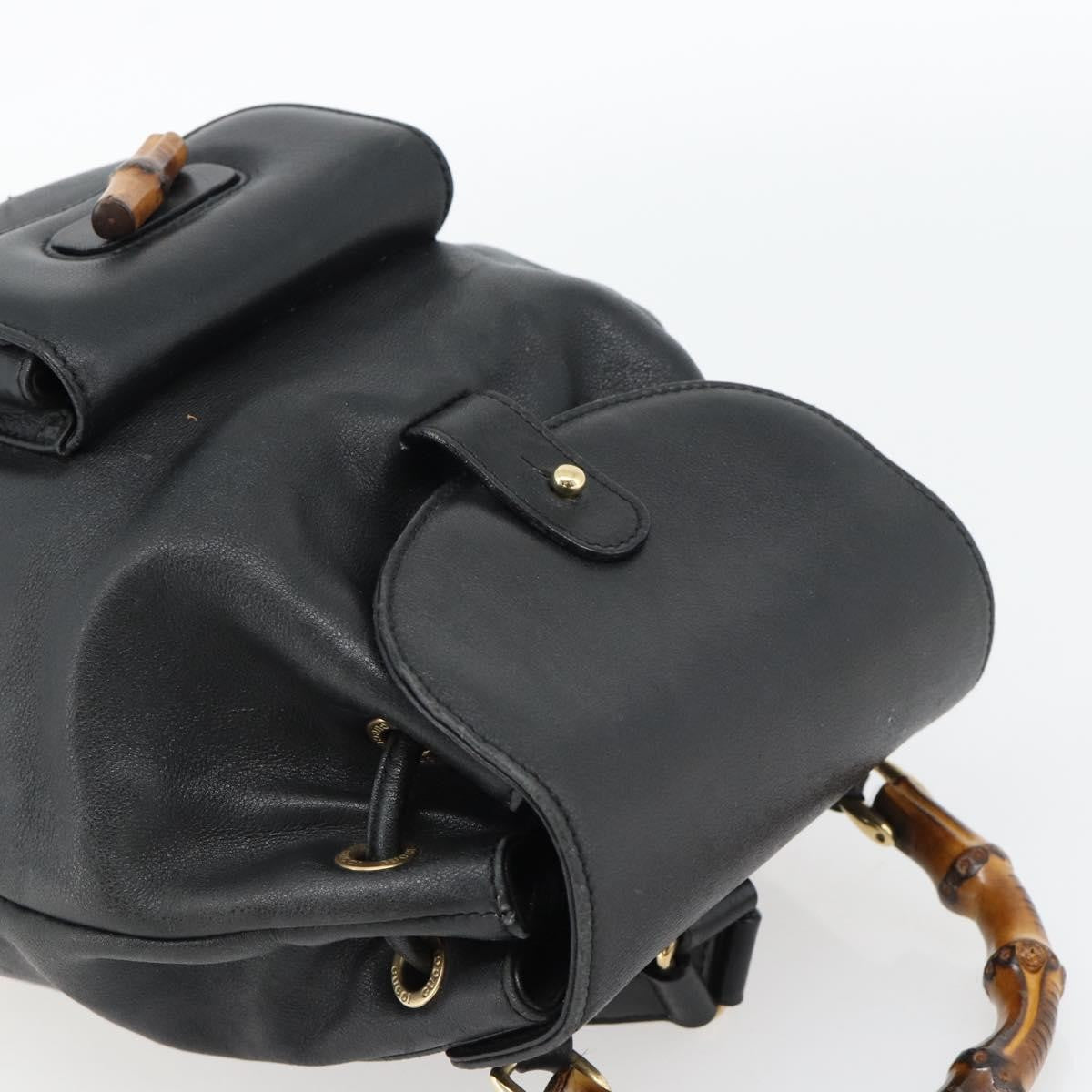 Gucci Vintage Bamboo Backpack Leather Black Leather Backpack Bag (Pre-Owned)