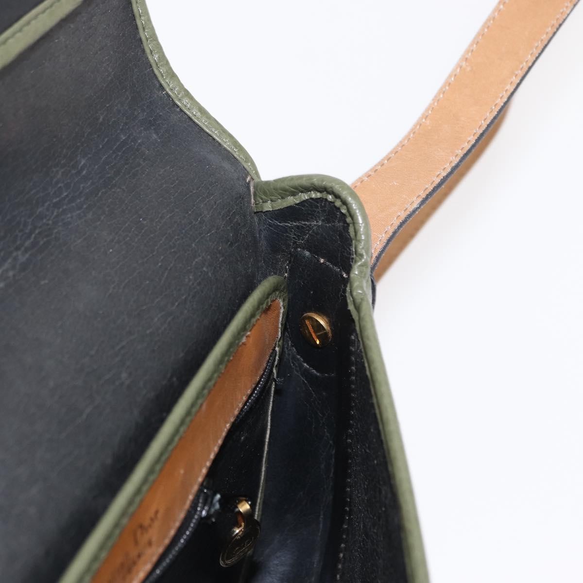 Christian Dior Vintage Shoulder Bag Leather Green Leather Shoulder Bag Bag (Pre-Owned)