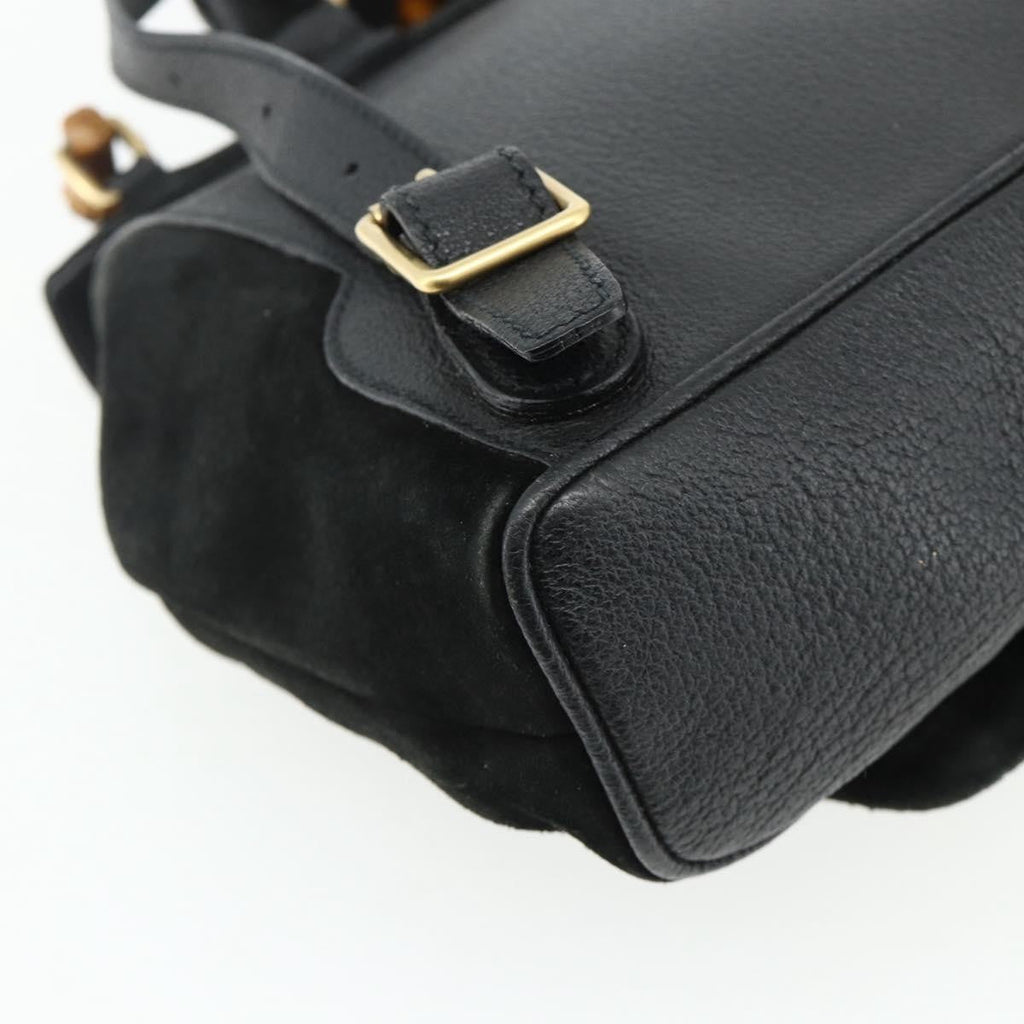 Gucci Gucci Bamboo Backpack Daim Black Suede Backpack Bag (Pre-Owned)