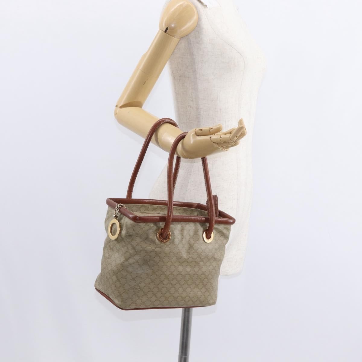 Celine Vintage Macadam Handbag Canvas And Leather Beige Canvas Handbag