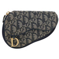 Christian Dior Vintage Saddle Coin Purse Diorissimo Canvas Navy Canvas Clutche & Pouche Bag (Pre-Owned)