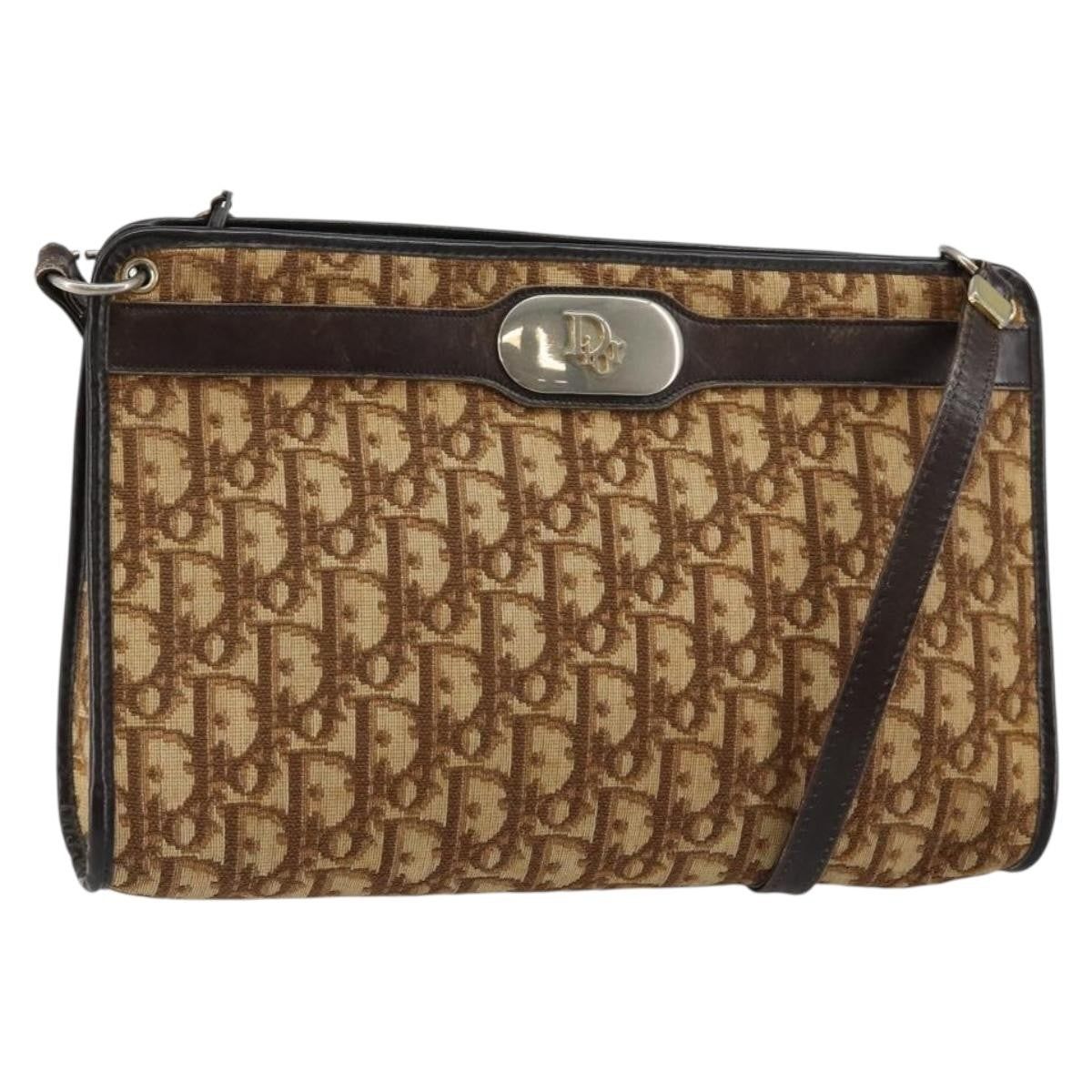 Christian Dior Vintage Trotter Shoulder Bag Canvas Brown Canvas Shoulder Bag Bag (Pre-Owned)