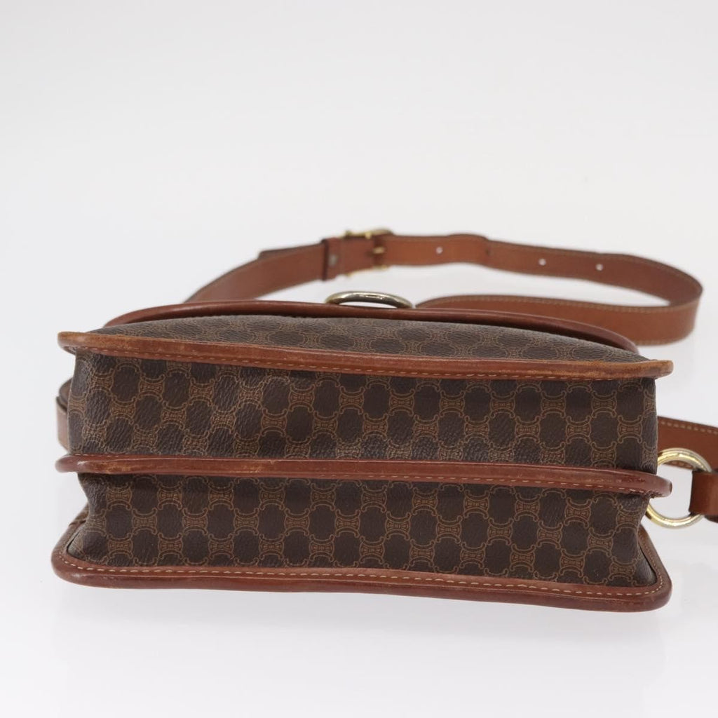 Celine Vintage Macadam Shoulder Bag Canvas Brown Canvas Shoulder Bag Bag
