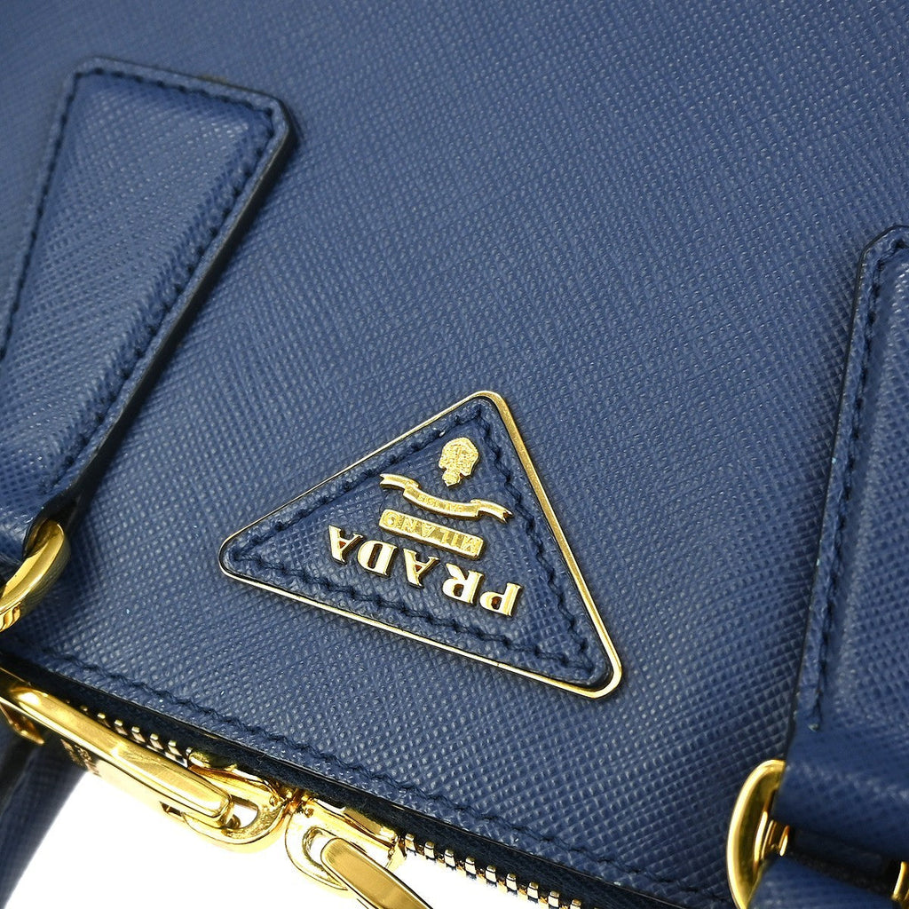 Prada Promenade Bag Saffiano Leather Blue Leather Handbag