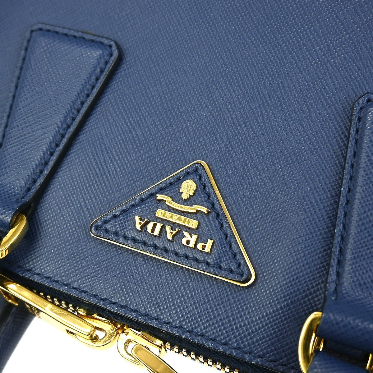 Prada Promenade Bag Saffiano Leather Blue Leather Handbag