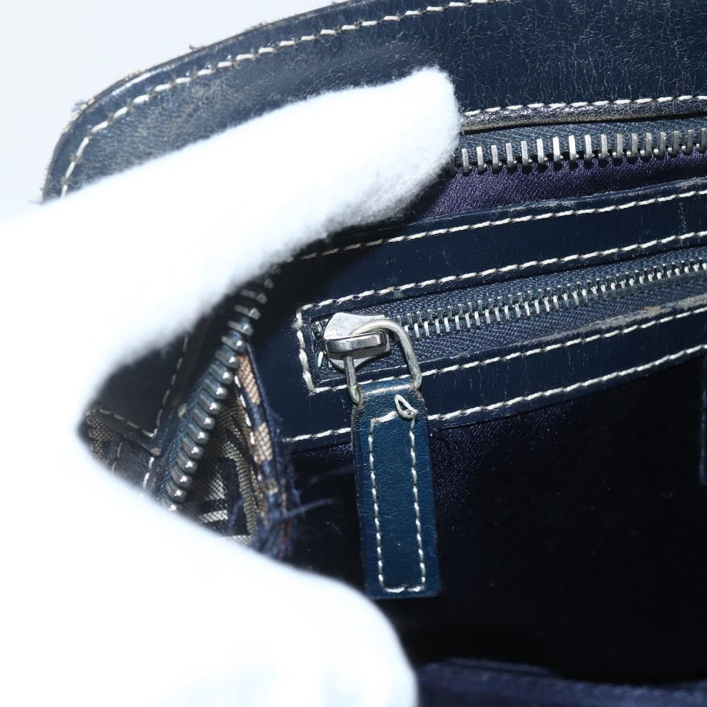 Fendi Vintage Satchel Zucchino Canvas Navy Canvas Handbag