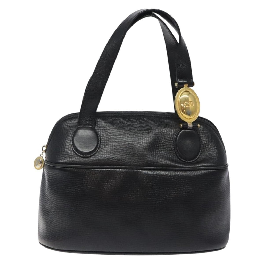 Christian Dior Vintage Cd Handbag Leather Black Leather Handbag (Pre-Owned)