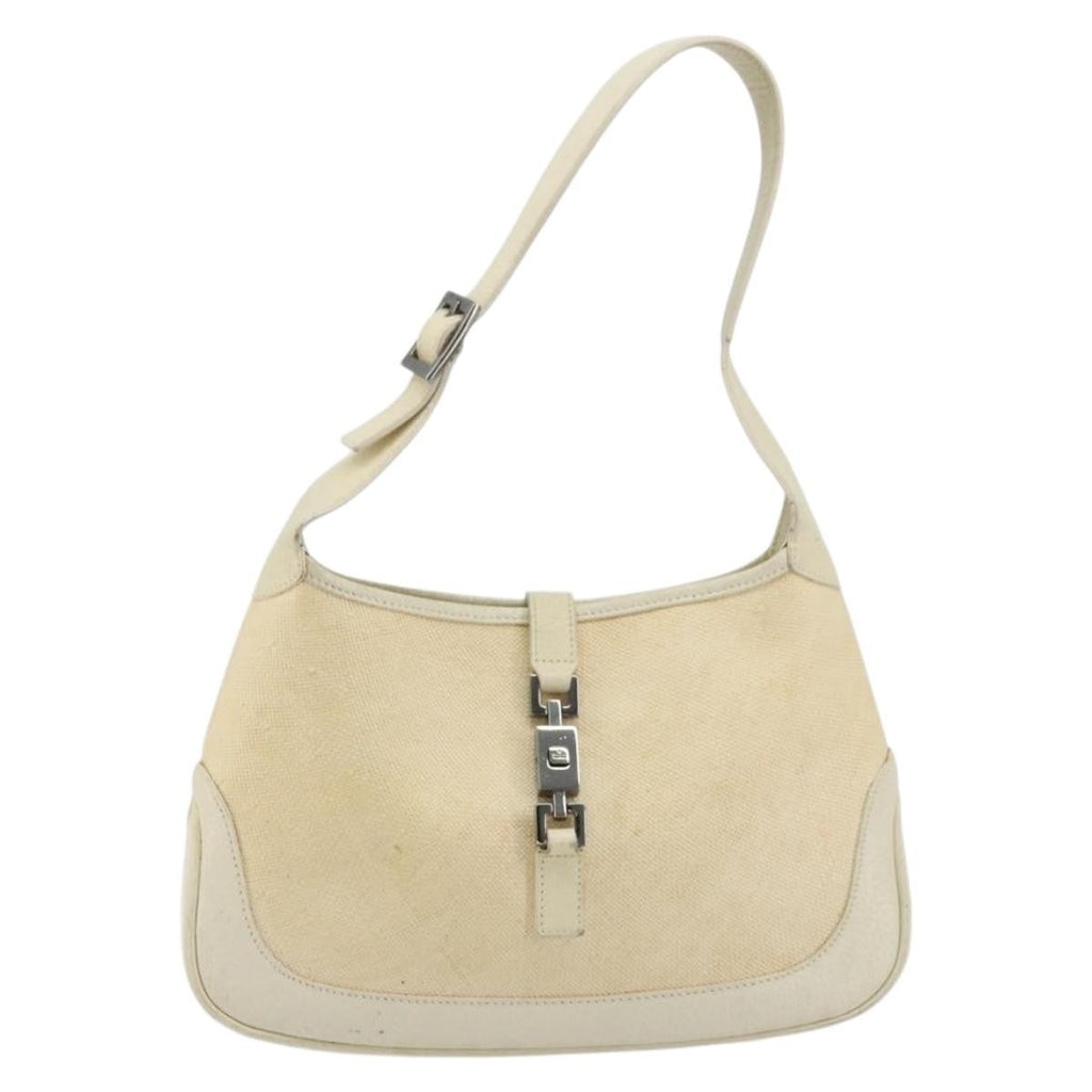 Gucci Vintage Jackie Shoulder Bag Canvas And Leather Beige Canvas Handbag (Pre-Owned)