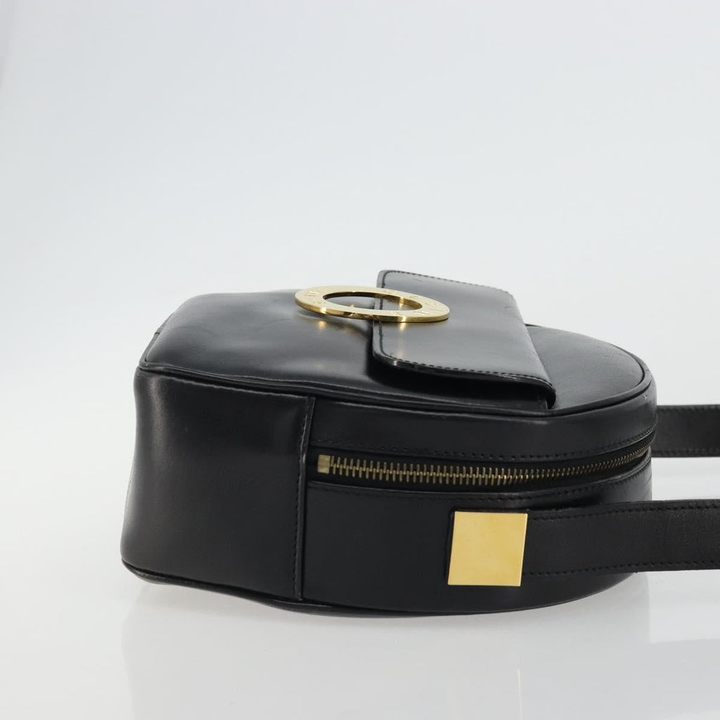 Celine Circle Logo Shoulder Bag Leather Black Leather Shoulder Bag Bag