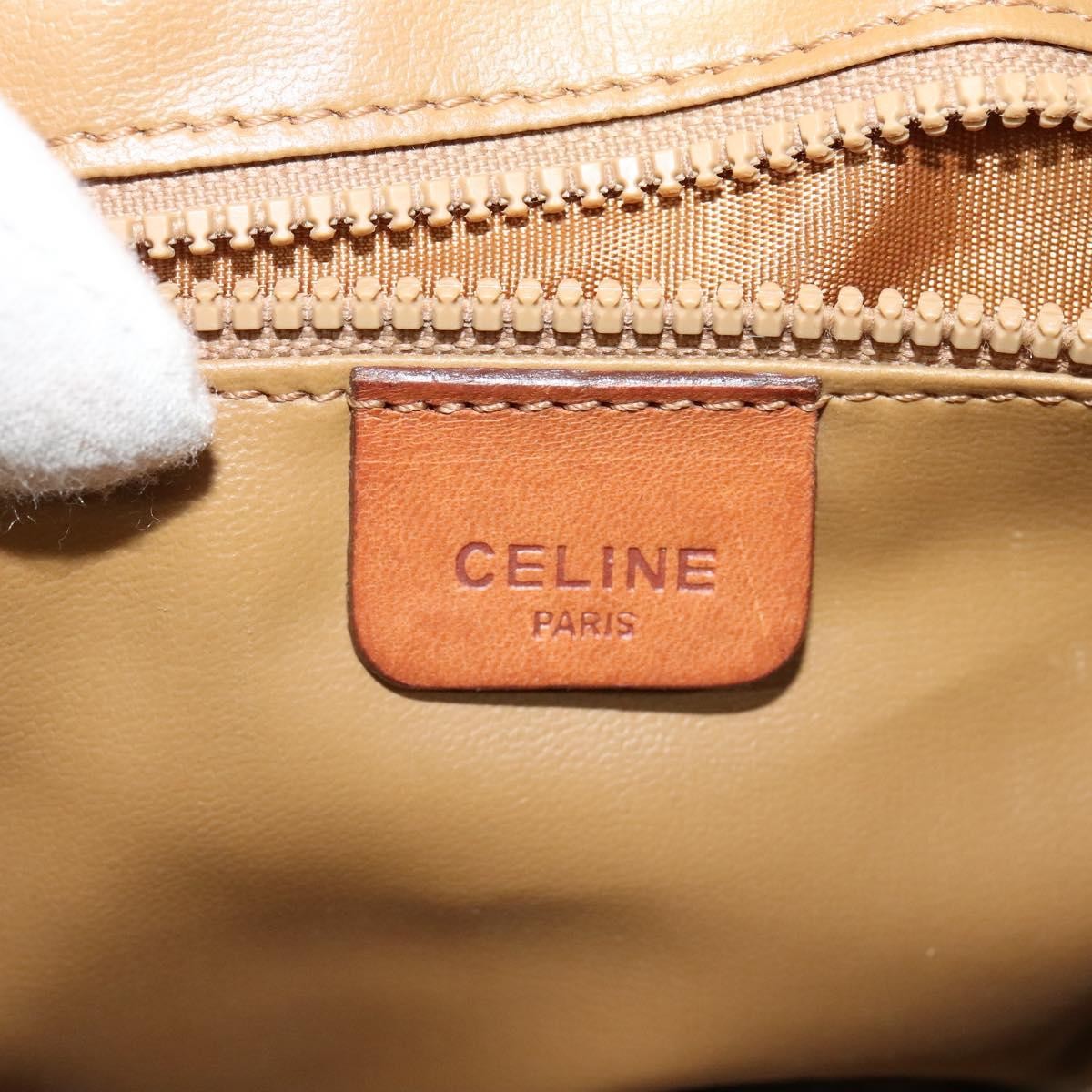 Celine Macadam Shoulder Bag Pvc Leather Beige Canvas Bag