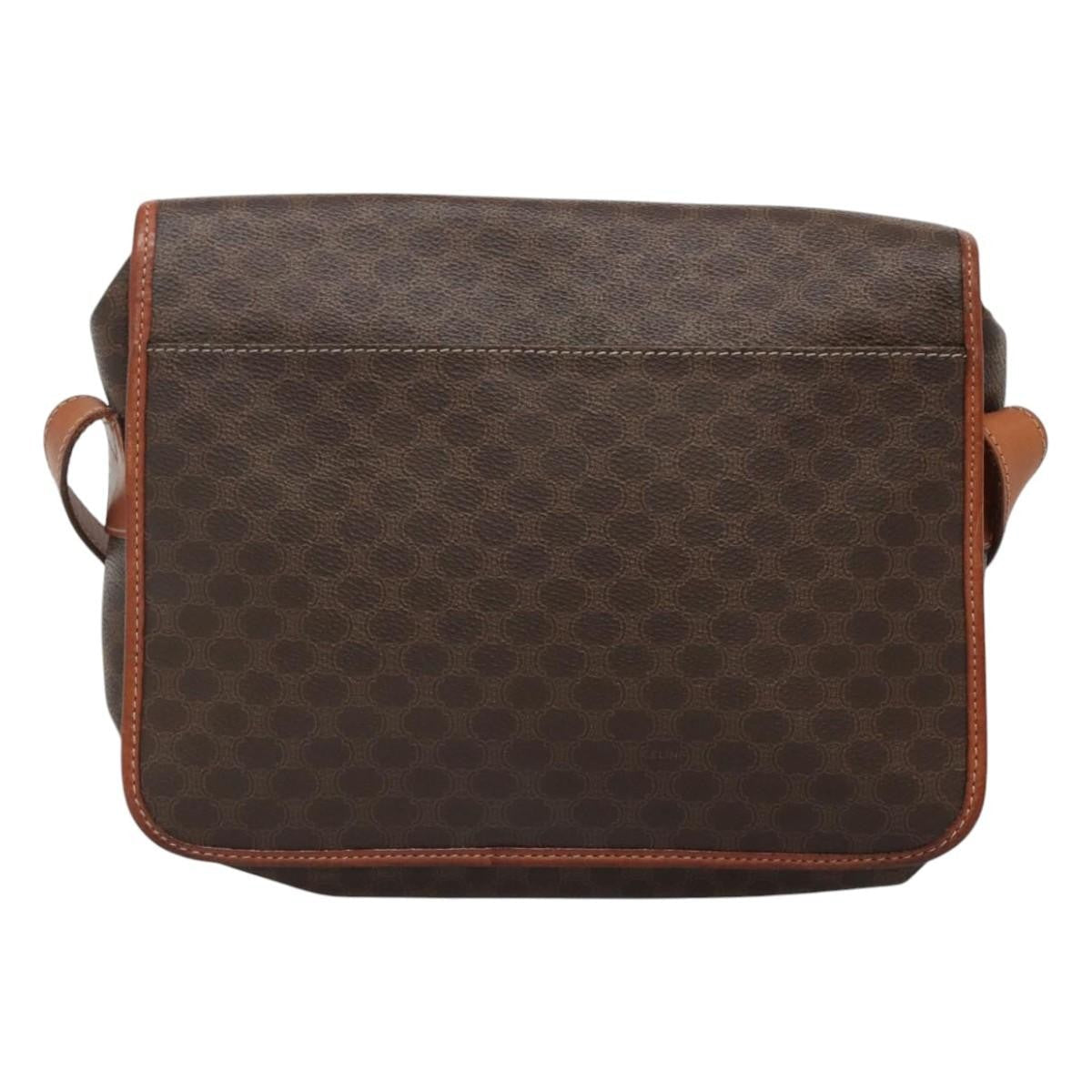 Celine Vintage Macadam Shoulder Bag Canvas And Leather Brown Canvas Shoulder Bag Bag
