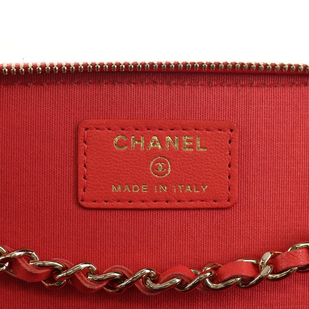Chanel Classic Vanity Case With Chain Striped Raffia And Jute Beige Canvas Clutche & Pouche Bag