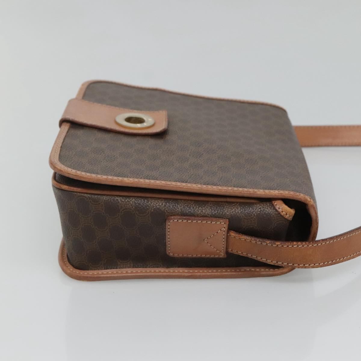 Celine Vintage Macadam Shoulder Bag Canvas And Leather Brown Canvas Shoulder Bag Bag