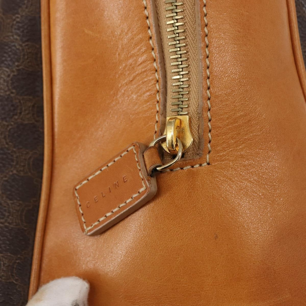 Celine Vintage Macadam Handbag Canvas And Leather Brown Canvas Handbag