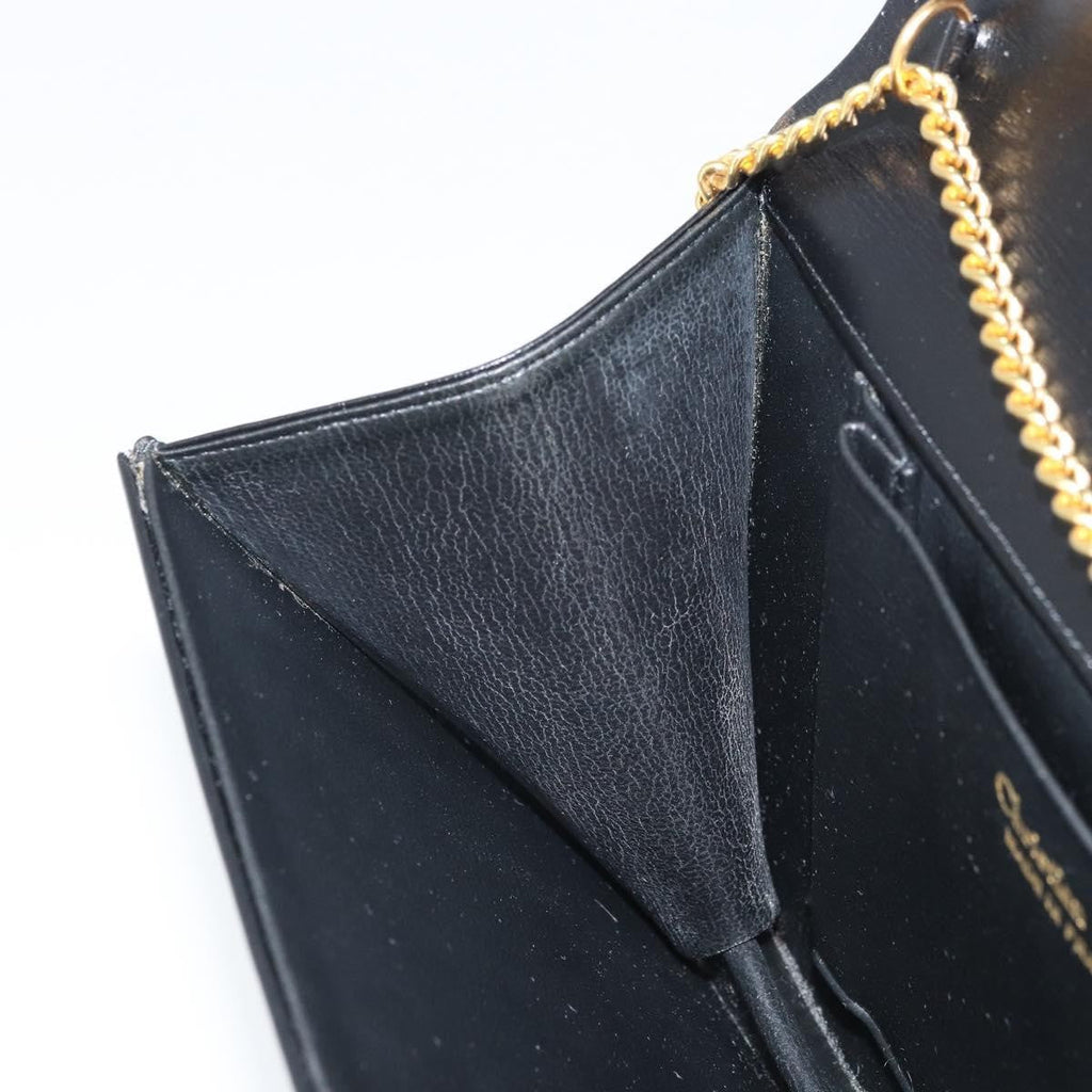 Christian Dior Vintage Cd Chain Flap Shoulder Bag Leather Black Leather Shoulder Bag Bag (Pre-Owned)