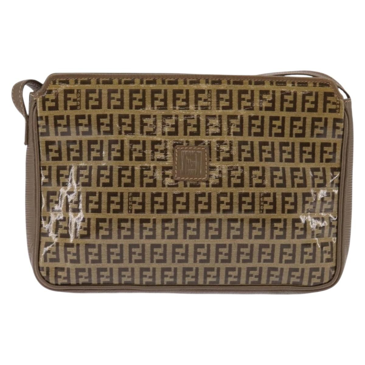 Fendi Vintage Zip Crossbody Bag Zucchino Canvas Beige Canvas Shoulder Bag Bag