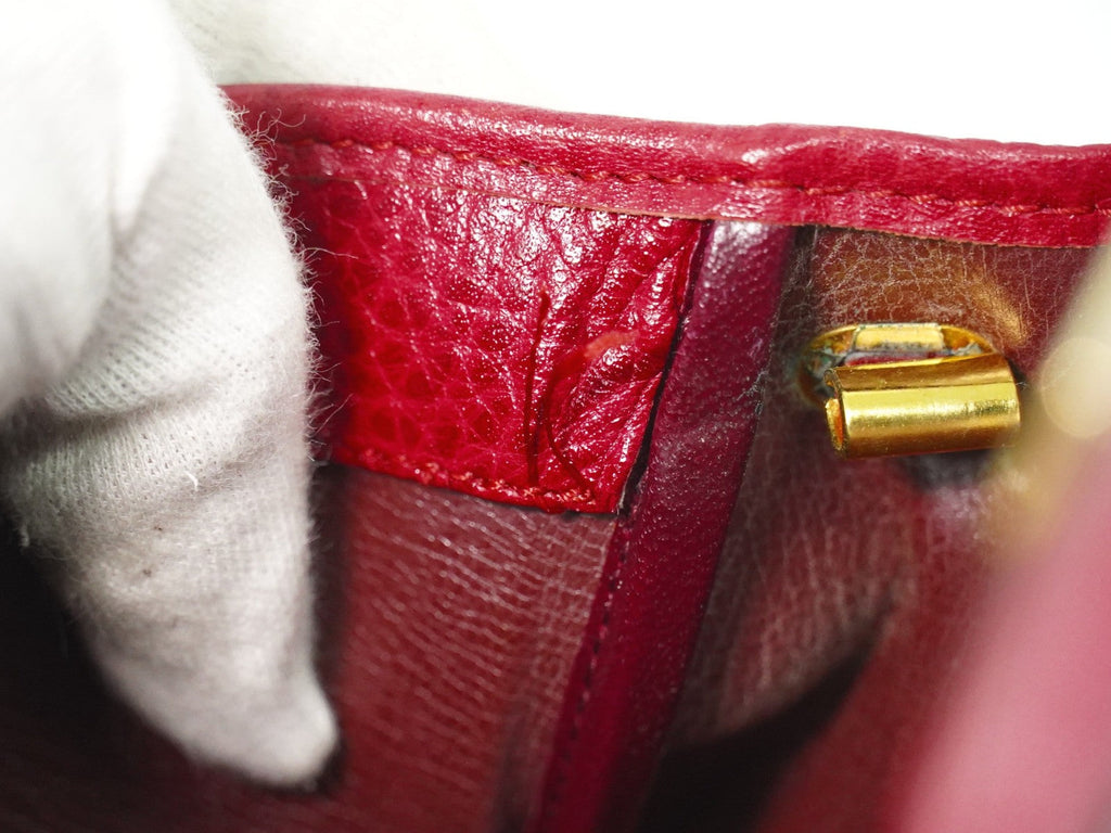 Christian Dior Vintage Shoulder Bag Leather Red Leather Shoulder Bag Bag (Pre-Owned)