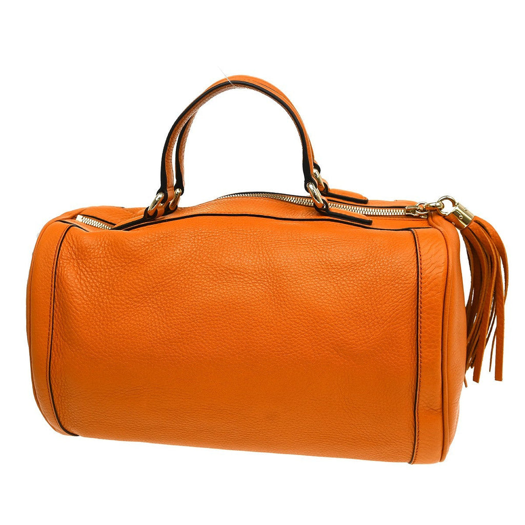Gucci Soho Boston Bag Leather Orange Leather Handbag (Pre-Owned)