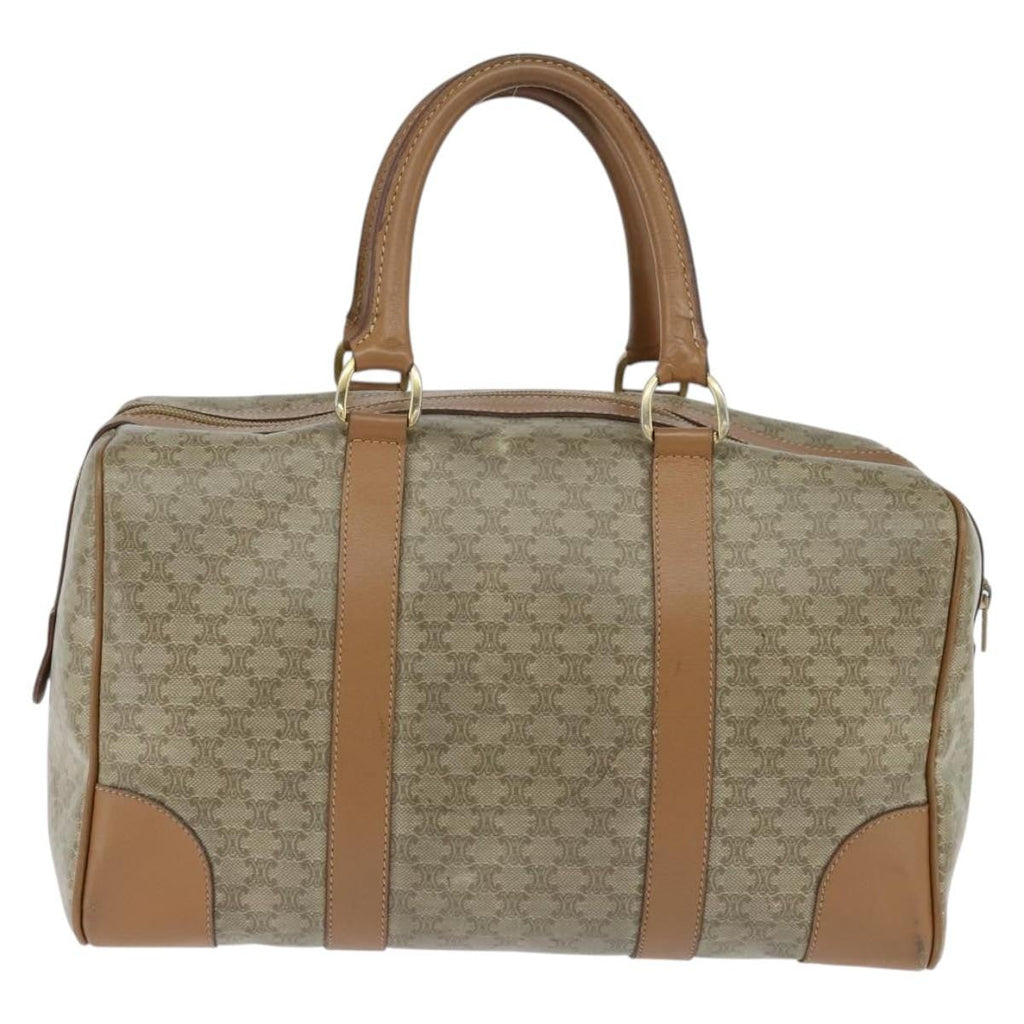 Celine Vintage Macadam Boston Bag Canvas Beige Canvas Travel Bag Bag