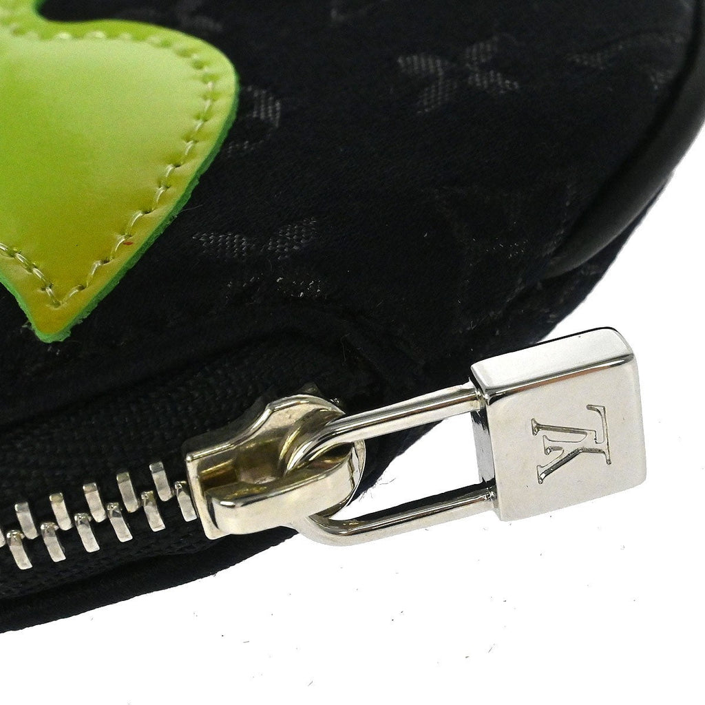 Louis Vuitton Round Coin Purse Limited Edition Monogram Silk Black Leather Wallets Accessory