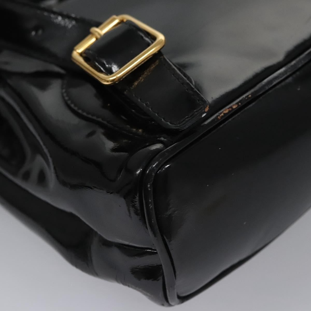 Gucci Vintage Bamboo Backpack Patent Black Patent_Leather Backpack Bag (Pre-Owned)